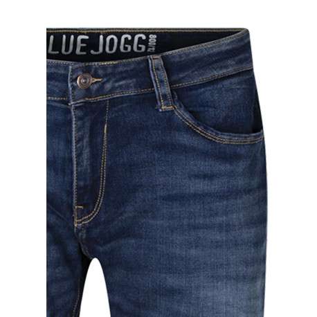 Jean 800/12 Jogg en coton mélangé bleu uni avec une coupe droite - Image 3