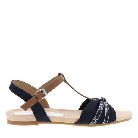 Nu-pieds bleu marine à semelle plate avec une fermeture à boucle à ardillon - Image 2
