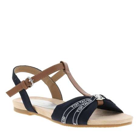 Nu-pieds bleu marine à semelle plate avec une fermeture à boucle à ardillon - Image 3