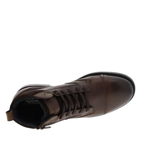 Bottines en cuir tabac à talon décroché bas avec des lacets et un zip latéral - Image 4