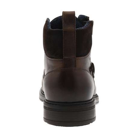Bottines en cuir tabac à talon décroché bas avec des lacets et un zip latéral - Image 6