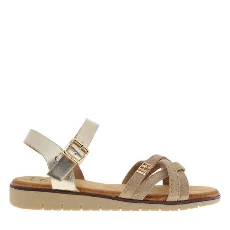 Nu-pieds or avec un talon compensé bas et une boucle à ardillon - Image 2