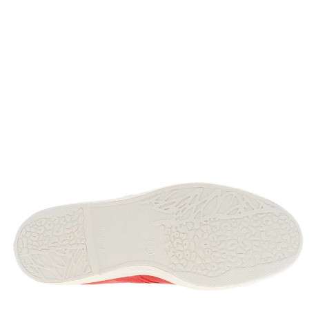 Tennis rouges à talon plat avec des lacets et un soufflet élastiqué - Image 5