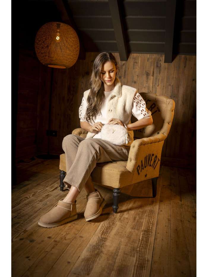 Pantalon en coton beige en...