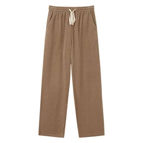 Pantalon en coton beige en velours côtelé avec une coupe droite - Image 3