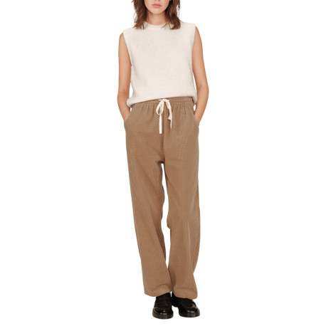 Pantalon en coton beige en velours côtelé avec une coupe droite - Image 5
