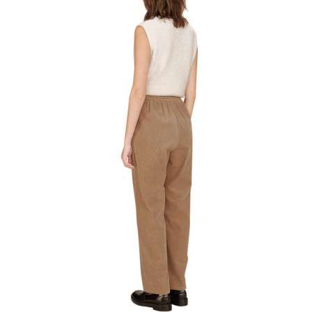 Pantalon en coton beige en velours côtelé avec une coupe droite - Image 6