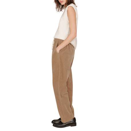 Pantalon en coton beige en velours côtelé avec une coupe droite - Image 8