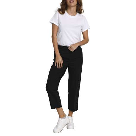 Pantalon chino noir uni avec une coupe slim et une taille élastiquée - Image 3