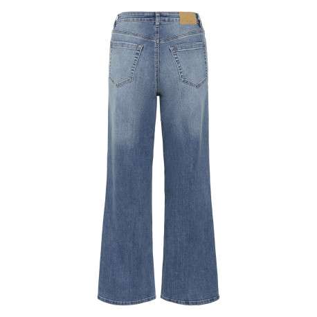 Jean en coton mélangé indigo avec une coupe droite et une taille haute - Image 2