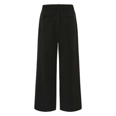 Pantalon Chino noir uni avec une coupe large et des passants pour ceinture - Image 2