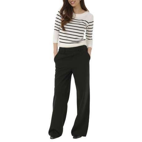 Pantalon Chino noir uni avec une coupe large et des passants pour ceinture - Image 3