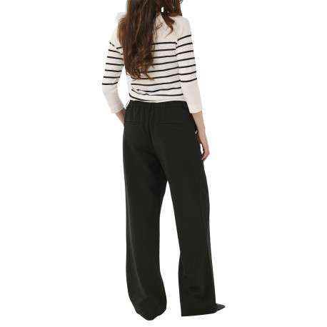 Pantalon Chino noir uni avec une coupe large et des passants pour ceinture - Image 4