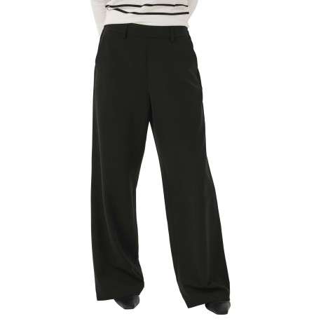 Pantalon Chino noir uni avec une coupe large et des passants pour ceinture - Image 5