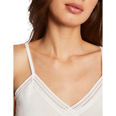 Débardeur blanc uni avec des bretelles et une coupe droite à col v - Image 8