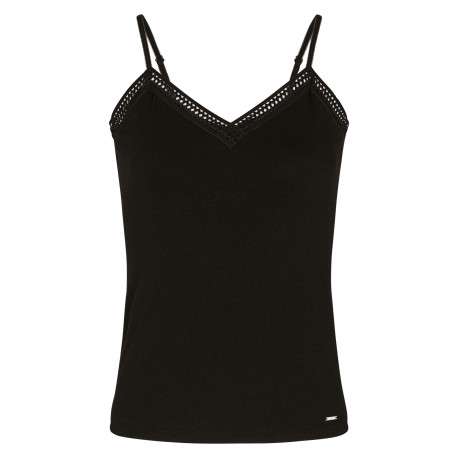 Débardeur noir uni avec une coupe droite à col v et des bretelles - Image 6