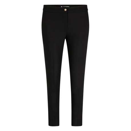 Chino noir uni avec un bouton de fermeture doré et une coupe slim
