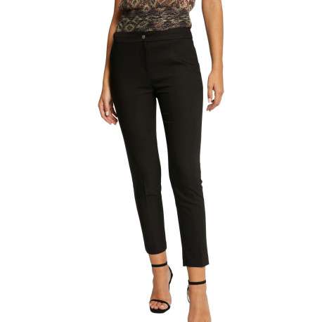 Chino noir uni avec un bouton de fermeture doré et une coupe slim - Image 3