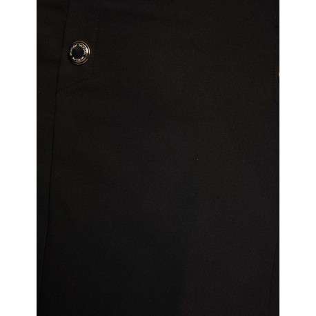 Jupe courte noire unie et fendue avec boutons ronds dorés et zip arrière - Image 5