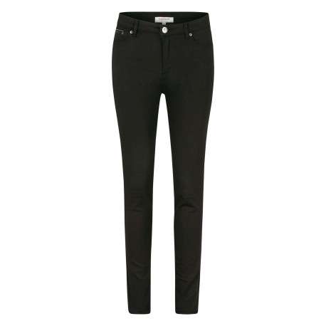 Pantalon 5 poches noir uni à coupe slim avec bouton et rivets chromés