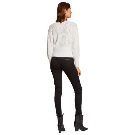 Pantalon 5 poches noir uni à coupe slim avec bouton et rivets chromés - Image 4