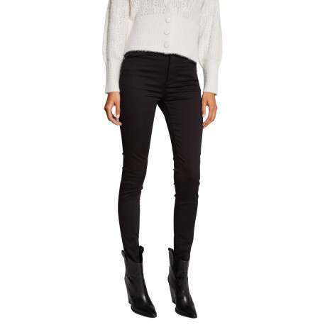 Pantalon 5 poches noir uni à coupe slim avec bouton et rivets chromés - Image 5