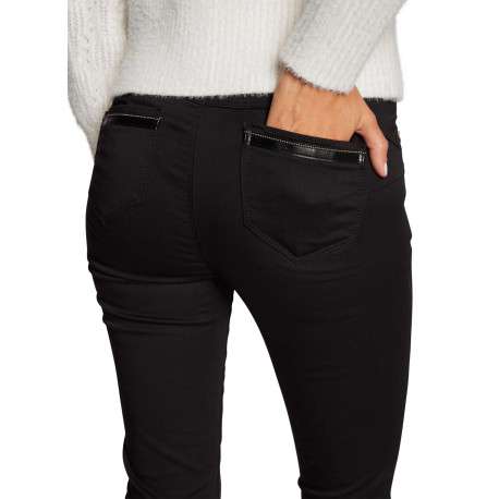 Pantalon 5 poches noir uni à coupe slim avec bouton et rivets chromés - Image 6