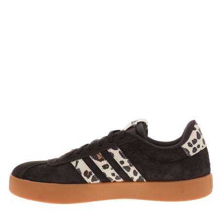 Baskets marron à talon plat avec des lacets et logo à motifs léopard