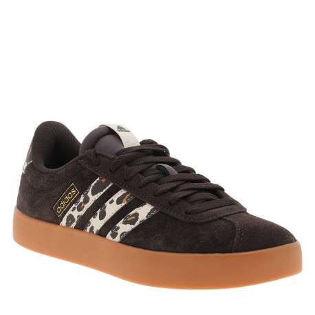 Baskets marron à talon plat avec des lacets et logo à motifs léopard - Image 3