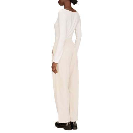 Pantalon en coton écru en velours côtelé avec une coupe droite - Image 4
