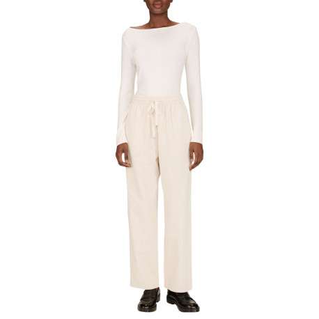 Pantalon en coton écru en velours côtelé avec une coupe droite - Image 5