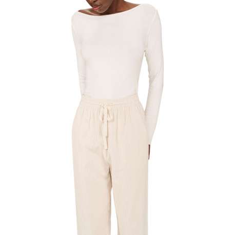 Pantalon en coton écru en velours côtelé avec une coupe droite - Image 6