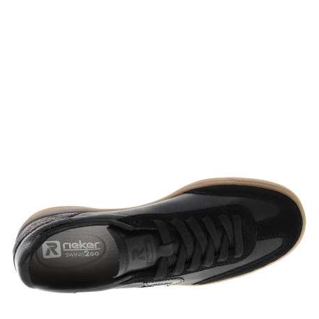 Tennis en cuir noires avec empiècement motif léopard brillant - Image 4
