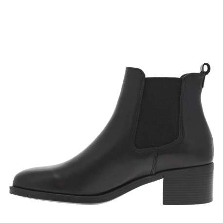 Boots noires à talon décroché moyen et à soufflets élastiqués noirs
