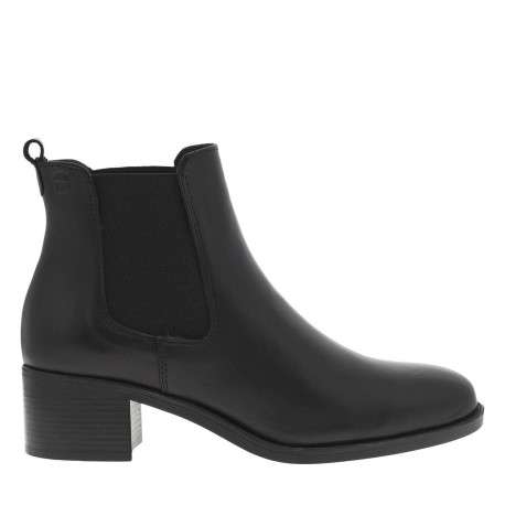Boots noires à talon décroché moyen et à soufflets élastiqués noirs - Image 2