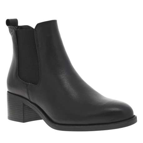 Boots noires à talon décroché moyen et à soufflets élastiqués noirs - Image 3
