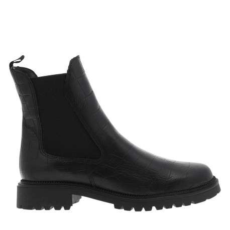 Boots noires avec semelle à talon décroché bas et soufflets élastiqués - Image 3