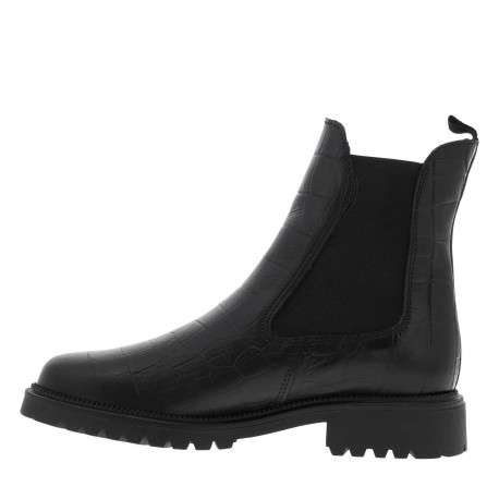Boots noires avec semelle à talon décroché bas et soufflets élastiqués - Image 4