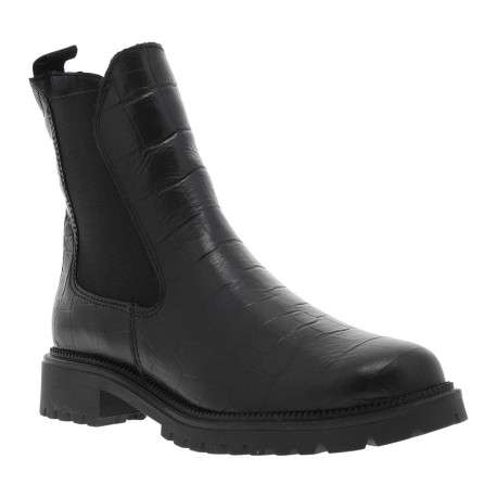 Boots noires avec semelle à talon décroché bas et soufflets élastiqués - Image 5