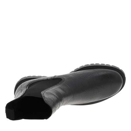 Boots noires avec semelle à talon décroché bas et soufflets élastiqués - Image 6