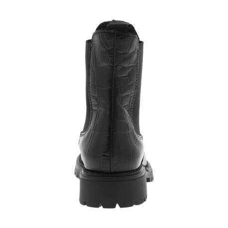 Boots noires avec semelle à talon décroché bas et soufflets élastiqués - Image 8