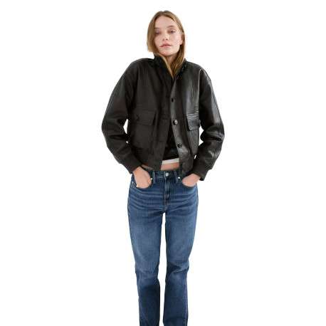 Jean en coton bleu indigo uni avec une coupe droite et 5 poches - Image 2
