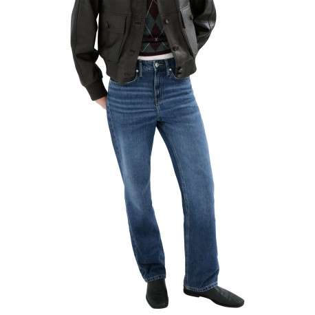 Jean en coton bleu indigo uni avec une coupe droite et 5 poches - Image 5