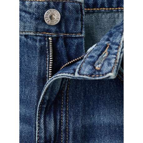 Jean en coton bleu indigo uni avec une coupe droite et 5 poches - Image 6