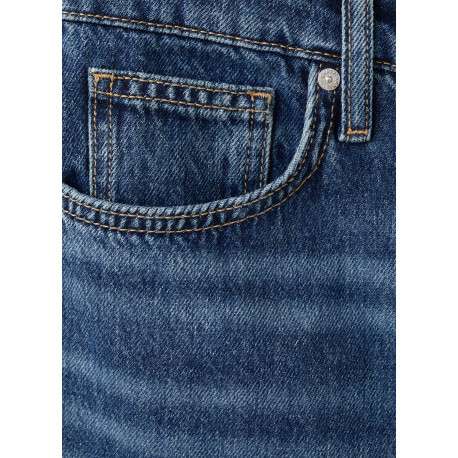 Jean en coton bleu indigo uni avec une coupe droite et 5 poches - Image 7