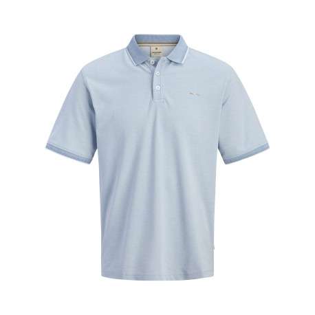 Polo en bleu ciel uni avec une coupe droite et un col boutonné