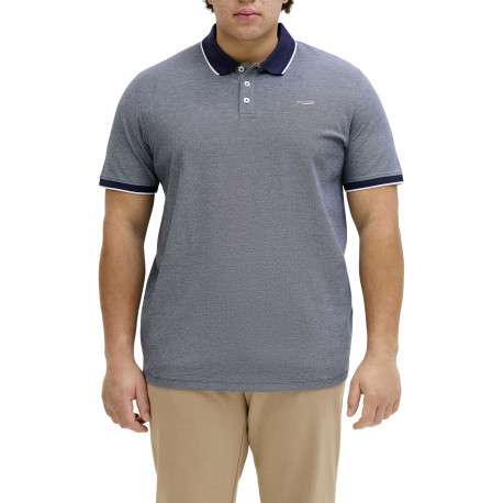 Polo marine uni avec une coupe droite et un col boutonné à manches courtes - Image 2