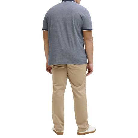 Polo marine uni avec une coupe droite et un col boutonné à manches courtes - Image 3