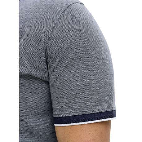 Polo marine uni avec une coupe droite et un col boutonné à manches courtes - Image 5