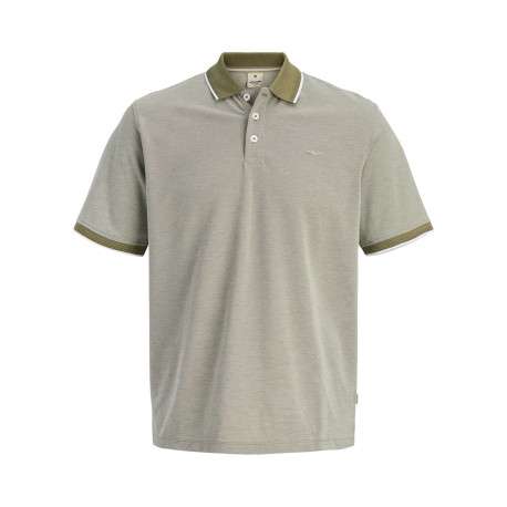 Polo olive uni avec une coupe droite et un col boutonné à manches courtes
